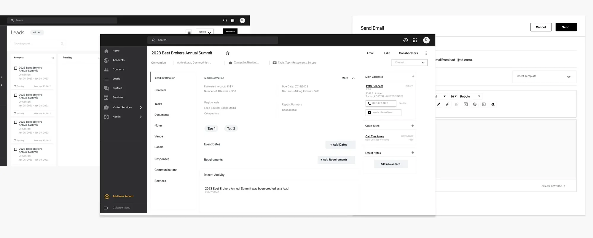 CRM Wireframes